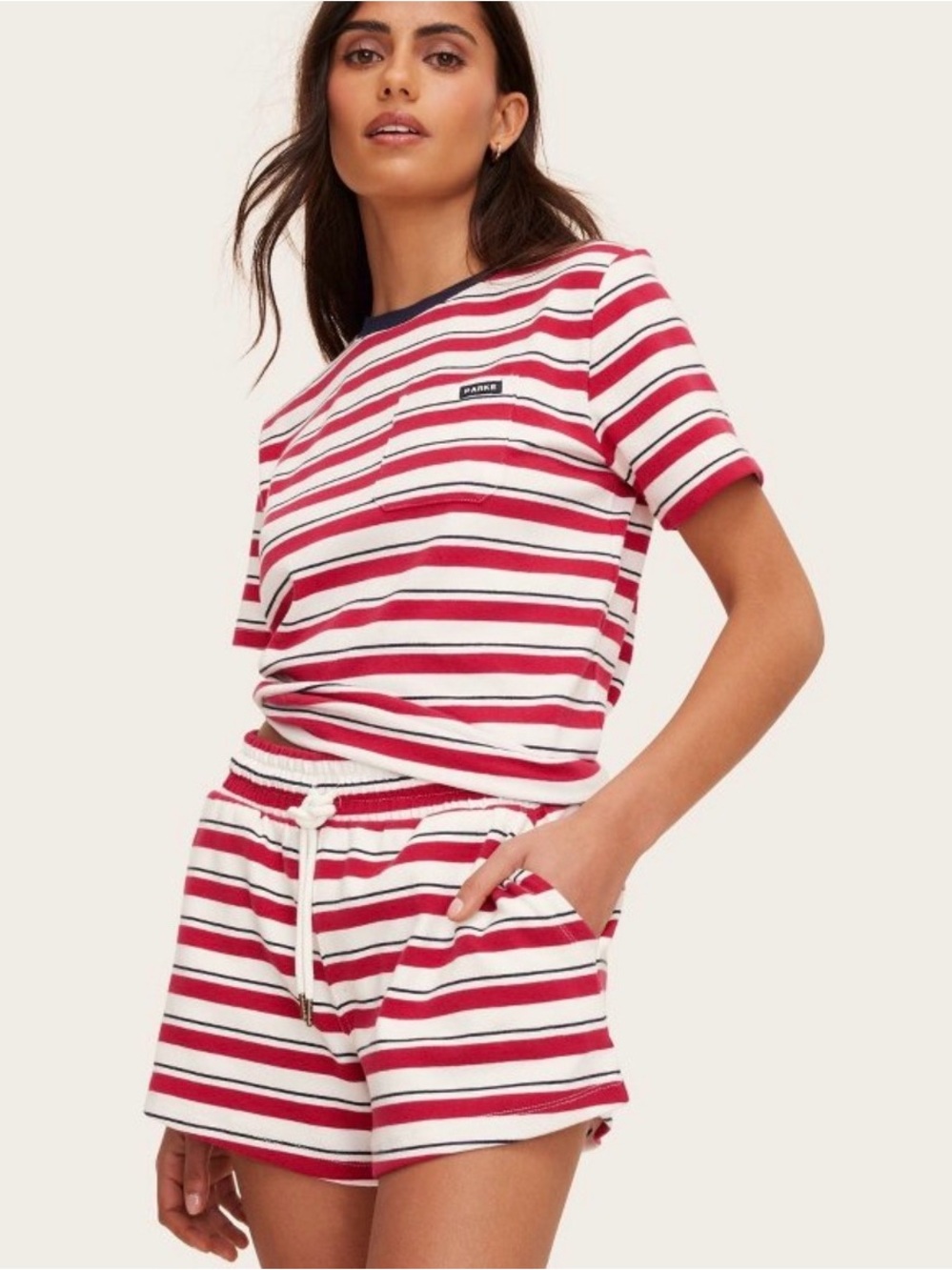 PARKE X Target Striped Red & White Shorts